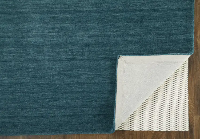 Blue And Green Wool Hand Woven Stain Resistant Area Rug Photo 4