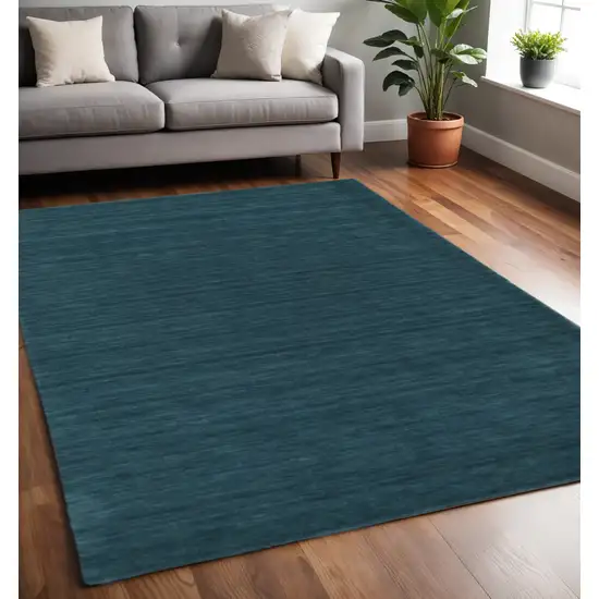 Blue And Green Wool Hand Woven Stain Resistant Area Rug Photo 1