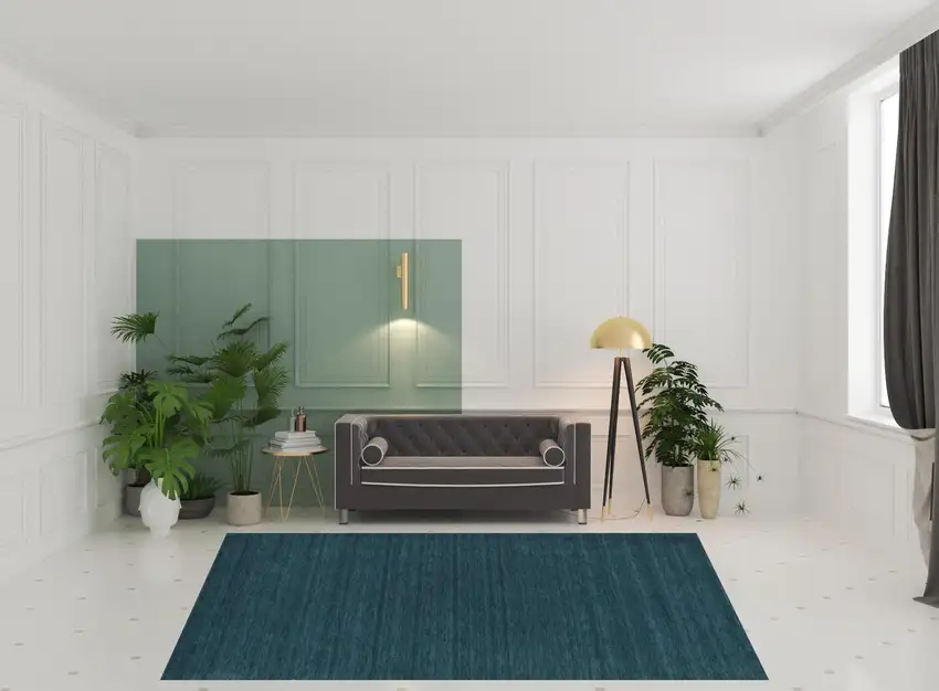 Blue And Green Wool Hand Woven Stain Resistant Area Rug Photo 2