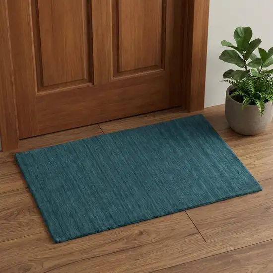 Blue Green Wool Hand Woven Area Rug Photo 1