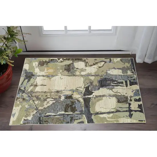 Blue and Gray Abstract Power Loom Area Rug Photo 1