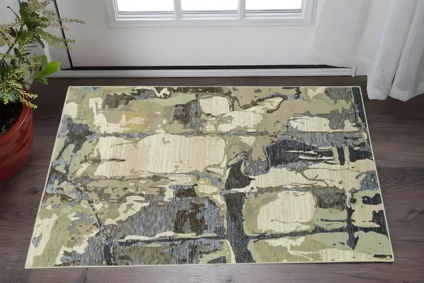 Blue and Gray Abstract Power Loom Area Rug Photo 1