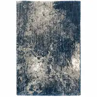 Photo of Blue And Grey Abstract Shag Power Loom Stain Resistant Area Rug