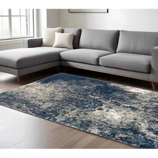 Blue And Gray Abstract Shag Area Rug Photo 1