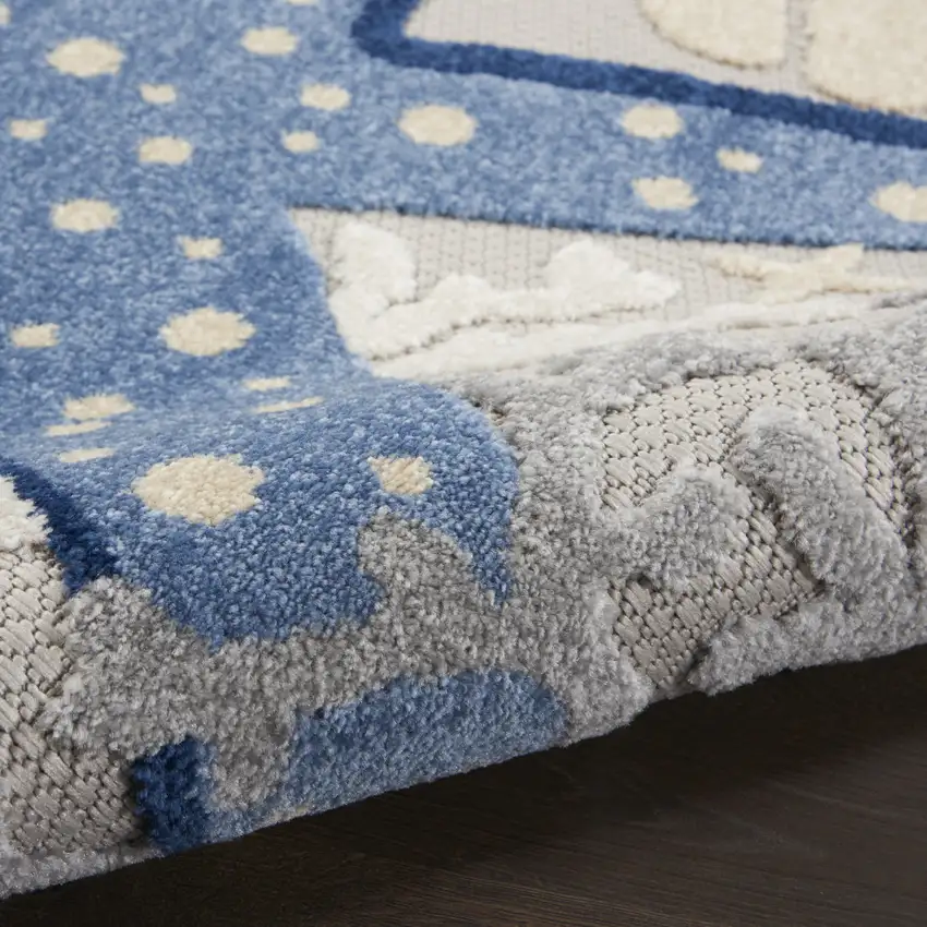 Blue And Grey Animal Print Non Skid Indoor Outdoor Area Rug Photo 4