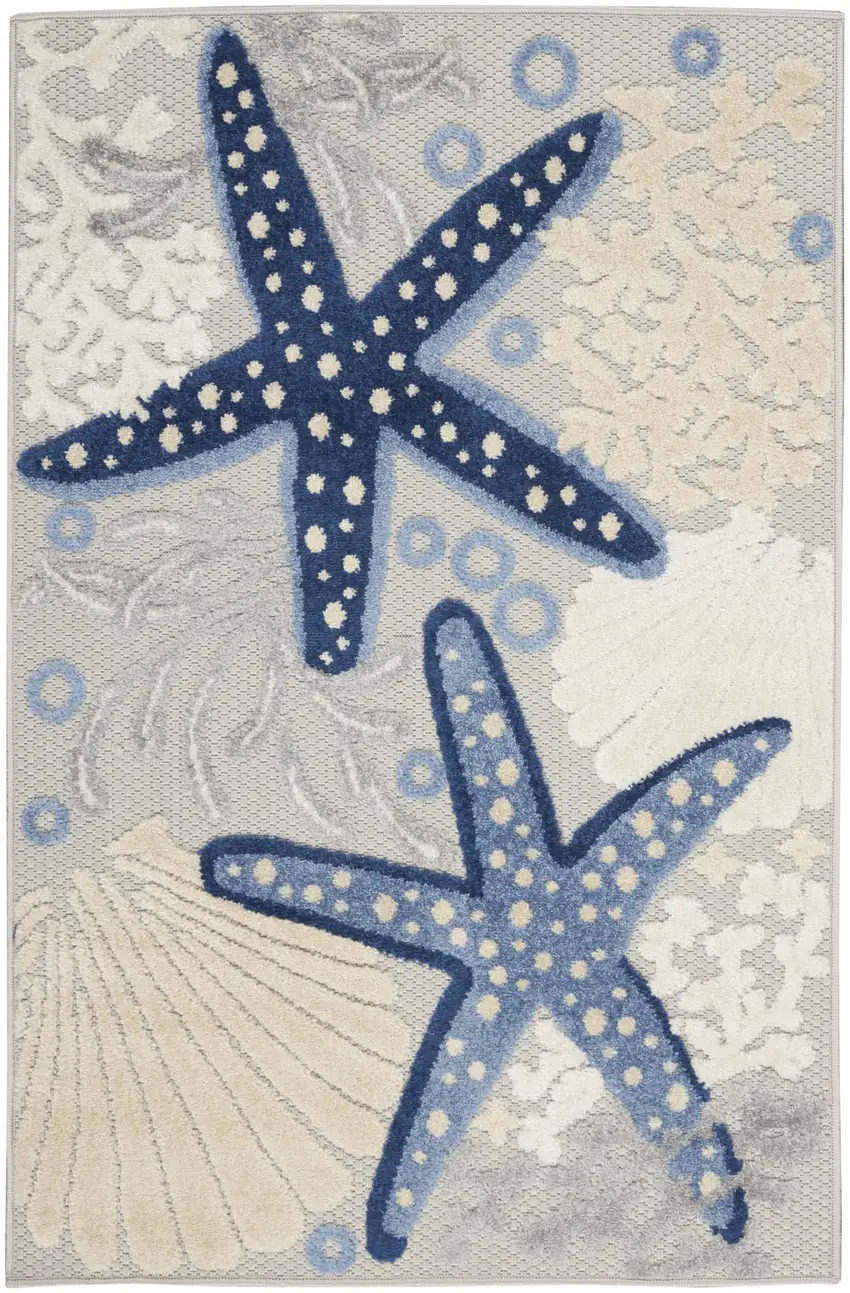 Blue And Grey Animal Print Non Skid Indoor Outdoor Area Rug Photo 1
