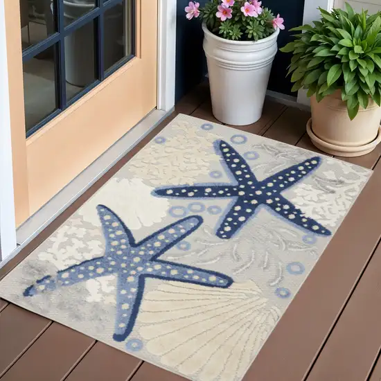 Blue And Gray Indoor Outdoor Area Rug Photo 1