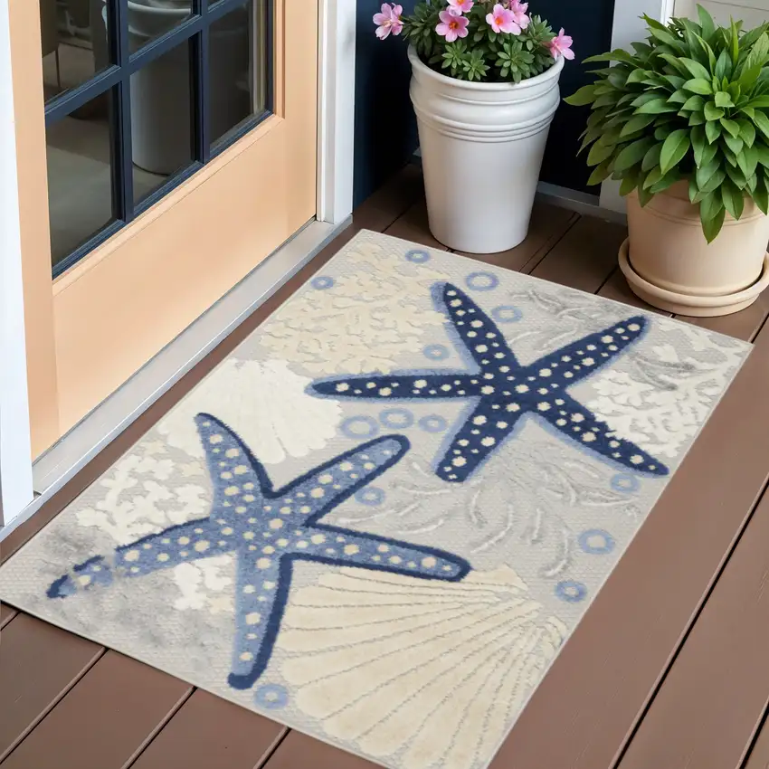 Blue And Gray Indoor Outdoor Area Rug Photo 1