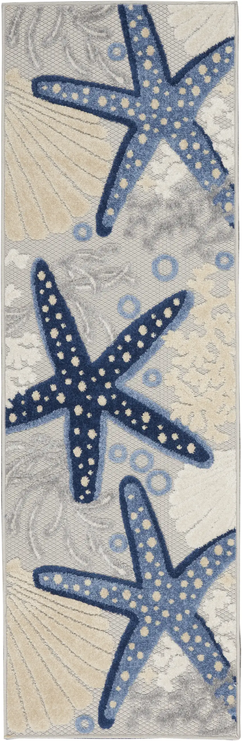 Blue And Grey Animal Print Non Skid Runner Rug Photo 2