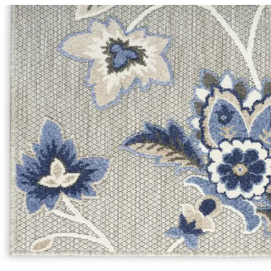 Blue And Grey Floral Stain Resistant Non Skid Area Rug Photo 3