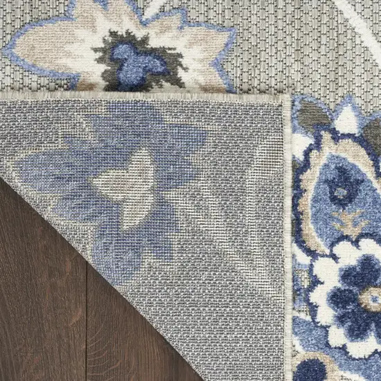 Blue And Grey Floral Stain Resistant Non Skid Area Rug Photo 7