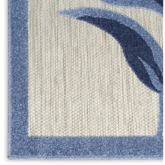 Blue And Grey Floral Stain Resistant Non Skid Area Rug Photo 6