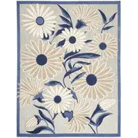 Photo of Blue And Grey Floral Stain Resistant Non Skid Area Rug