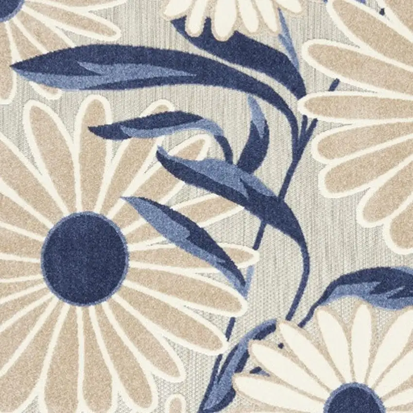 Blue and Gray Floral Non Skid Indoor Outdoor Area Rug Photo 8
