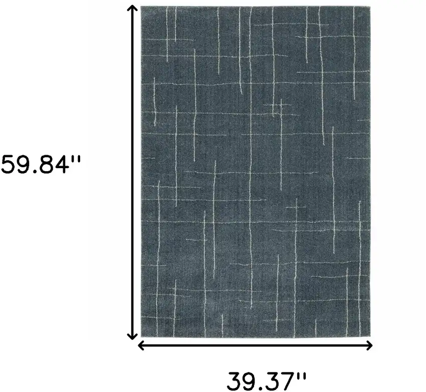 Blue and Gray Geometric Power Loom Area Rug Photo 3
