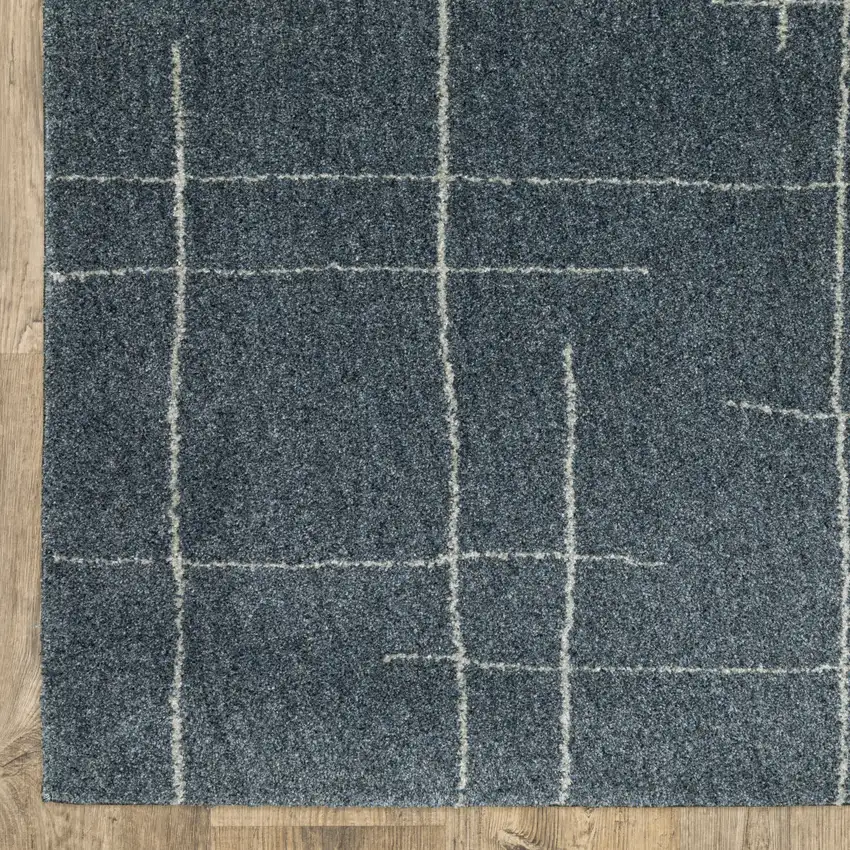 Blue And Grey Geometric Power Loom Stain Resistant Area Rug Photo 7