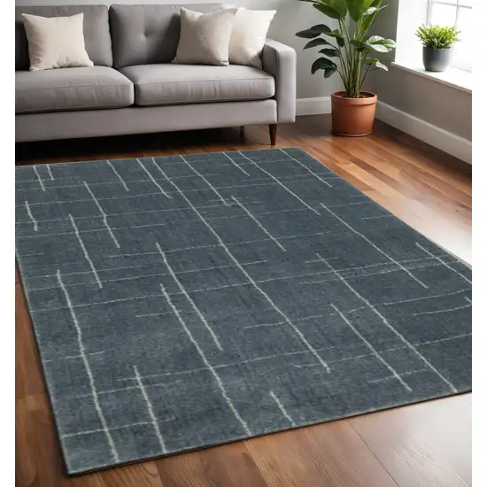 Blue and Gray Geometric Power Loom Area Rug Photo 1