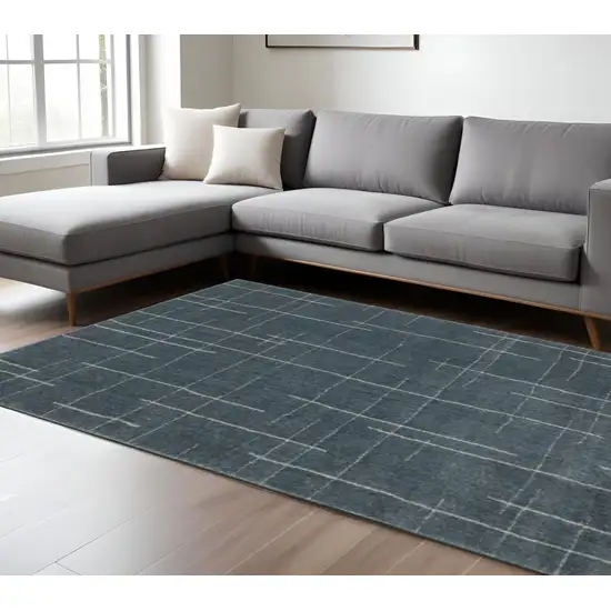 Blue and Gray Geometric Power Loom Area Rug Photo 1