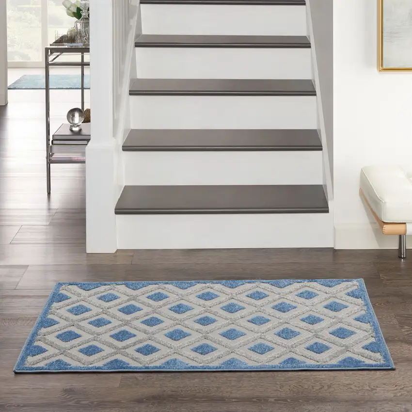 Blue And Gray Indoor Outdoor Area Rug Photo 8