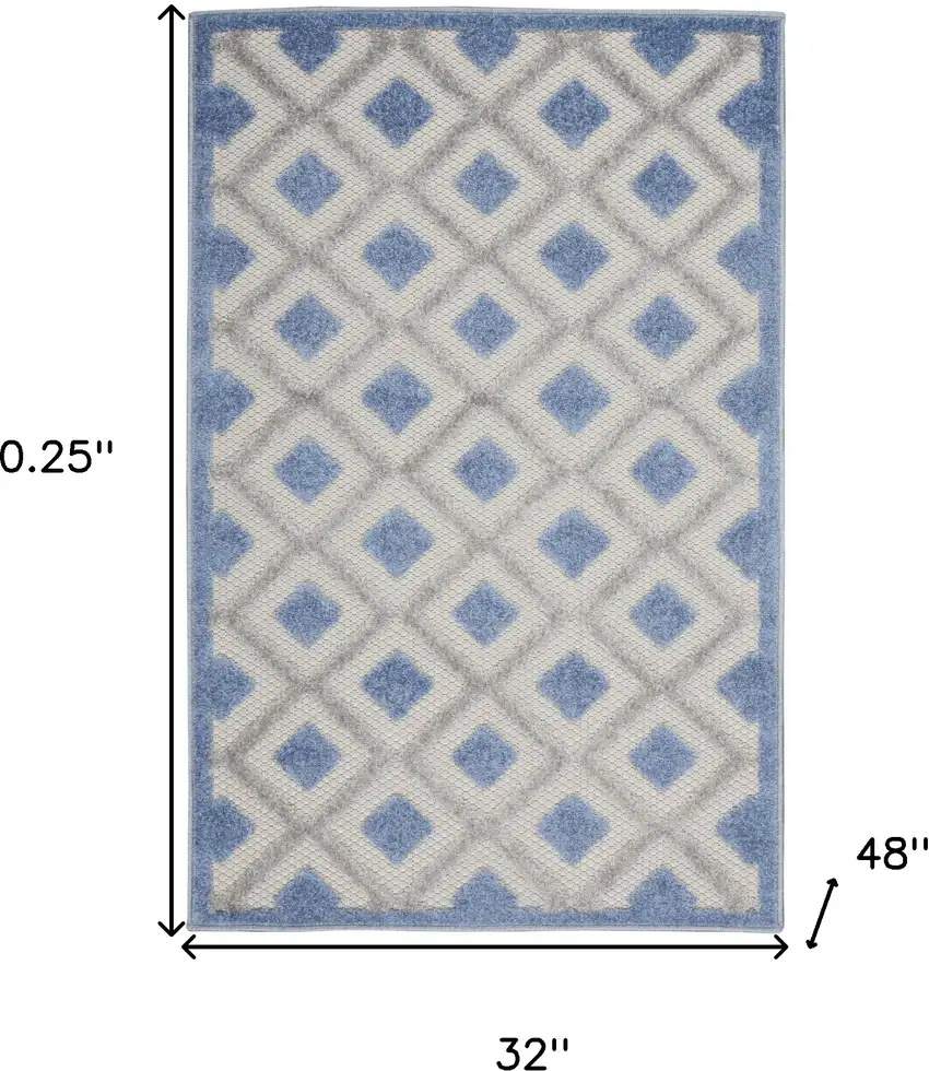 Blue And Grey Gingham Non Skid Indoor Outdoor Area Rug Photo 5