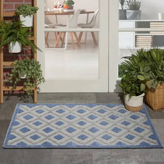 Blue And Gray Indoor Outdoor Area Rug Photo 9