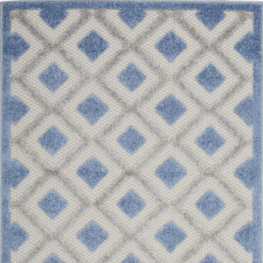 Blue And Grey Gingham Non Skid Indoor Outdoor Area Rug Photo 4