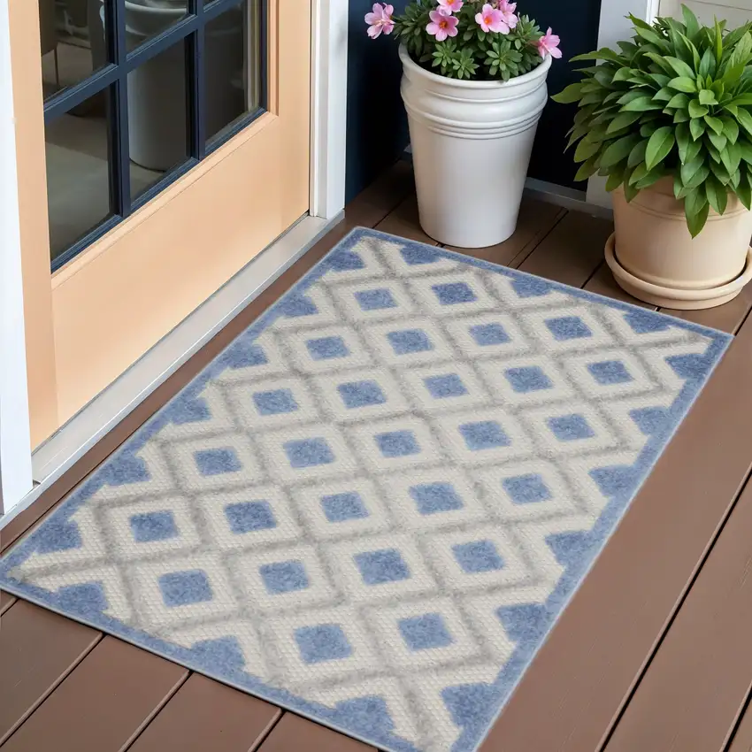 Blue And Gray Indoor Outdoor Area Rug Photo 1