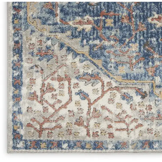 Blue And Grey Oriental Power Loom Non Skid Area Rug Photo 8