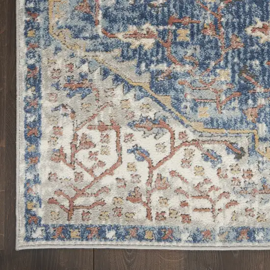 Blue And Grey Oriental Power Loom Non Skid Area Rug Photo 9