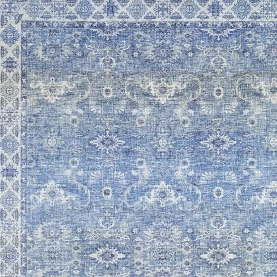 Blue And Grey Oriental Power Loom Stain Resistant Area Rug Photo 4