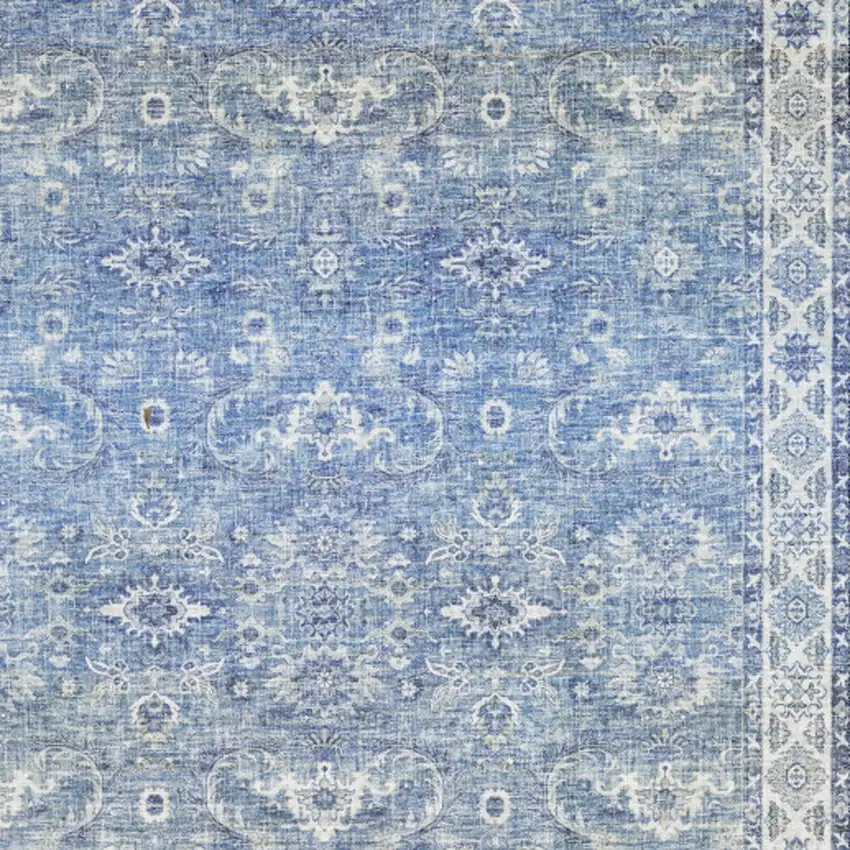 Blue And Ivory Oriental Distressed Area Rug Photo 5