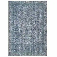 Photo of Blue And Grey Oriental Power Loom Stain Resistant Area Rug