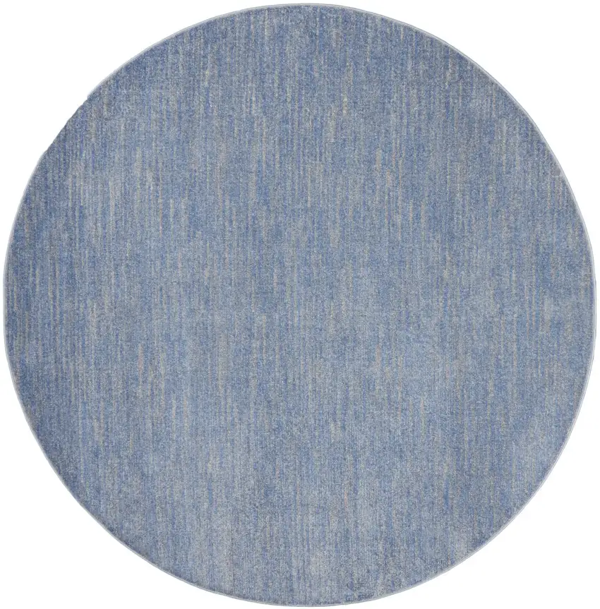 Blue And Gray Round Indoor Outdoor Area Rug Photo 4