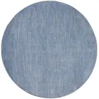 Photo of Blue And Grey Round Striped Non Skid Indoor Outdoor Area Rug
