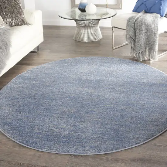 Blue And Gray Round Indoor Outdoor Area Rug Photo 7