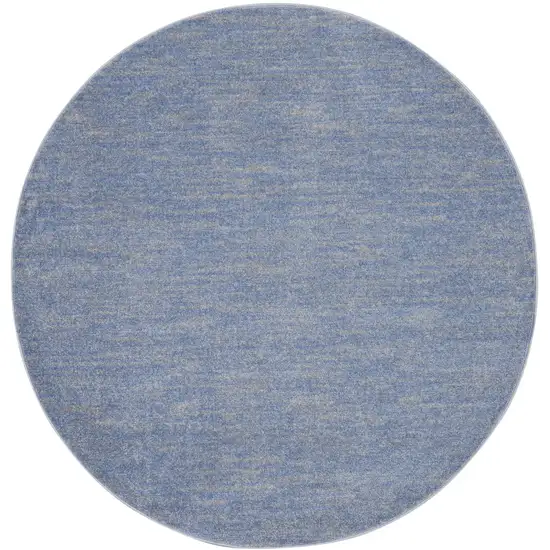 Blue And Gray Round Indoor Outdoor Area Rug Photo 4