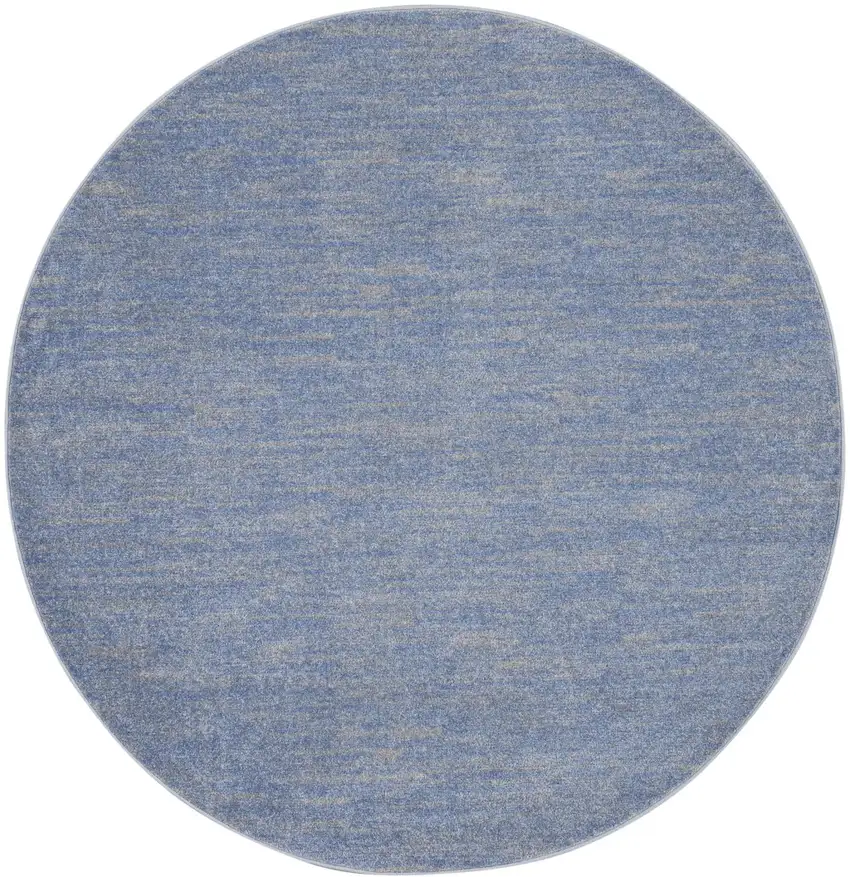Blue And Gray Round Indoor Outdoor Area Rug Photo 4