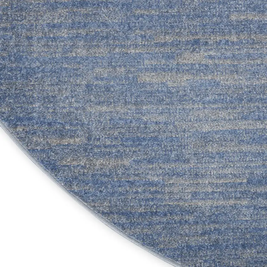 Blue And Gray Round Indoor Outdoor Area Rug Photo 9