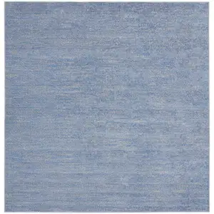 Photo of Blue And Grey Square Striped Non Skid Indoor Outdoor Area Rug