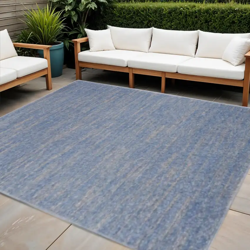 Blue And Gray Square Indoor Outdoor Area Rug Photo 2