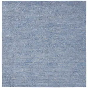 Photo of Blue And Grey Square Striped Non Skid Indoor Outdoor Area Rug