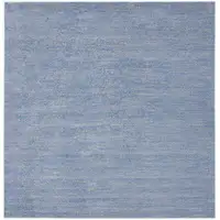 Photo of Blue And Grey Square Striped Non Skid Indoor Outdoor Area Rug
