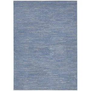 Photo of Blue And Grey Striped Non Skid Indoor Outdoor Area Rug