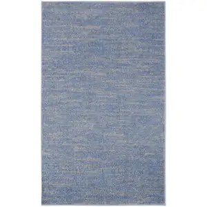 Photo of Blue And Grey Striped Non Skid Indoor Outdoor Area Rug