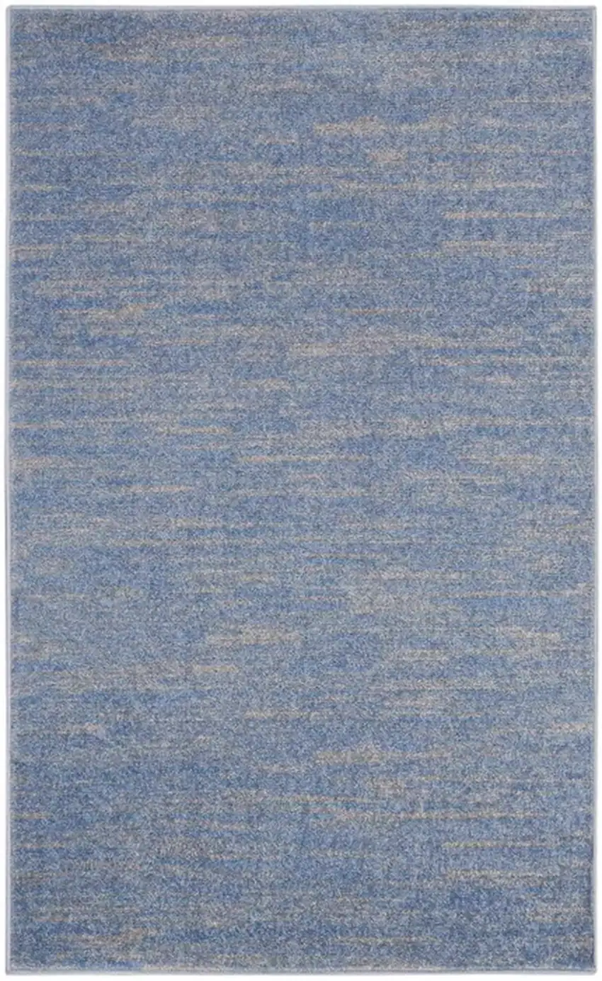 Blue And Grey Striped Non Skid Indoor Outdoor Area Rug Photo 1
