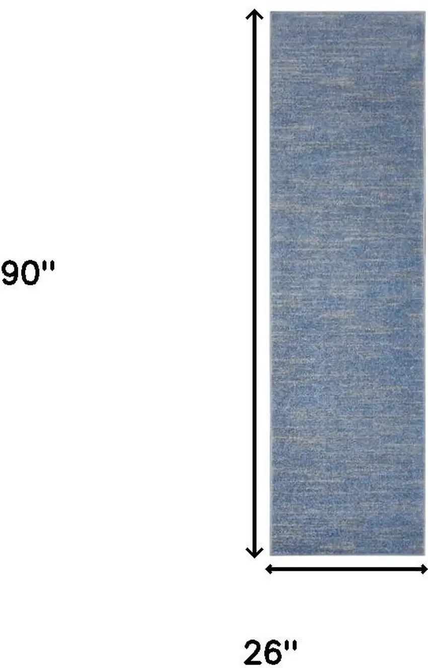 8' Blue And Gray Indoor Outdoor Runner Rug Photo 7