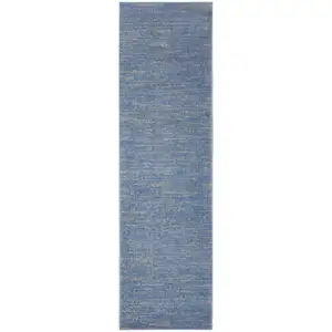 Photo of Blue And Grey Striped Non Skid Indoor Outdoor Runner Rug