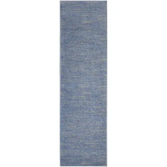 8' Blue And Gray Indoor Outdoor Runner Rug Photo 4