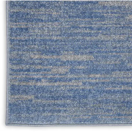 8' Blue And Gray Indoor Outdoor Runner Rug Photo 9