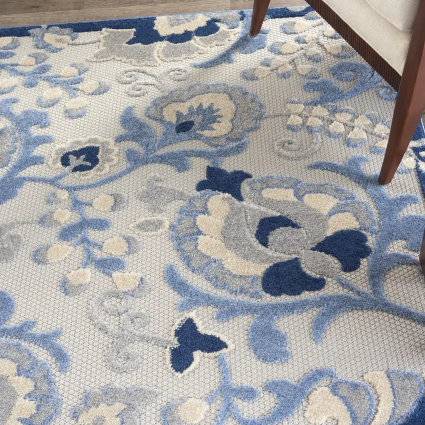 Blue And Gray Indoor Outdoor Area Rug Photo 7